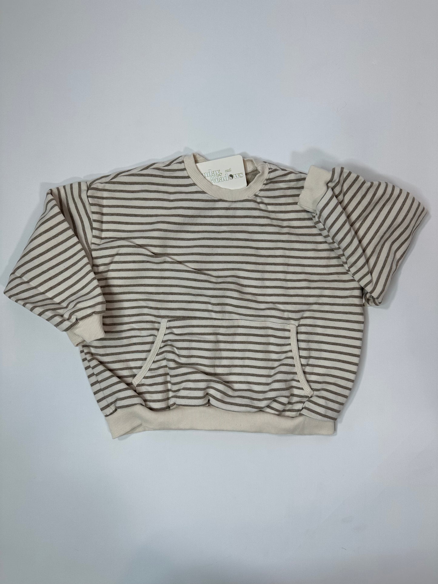 Striped Neutral Pocket Sweatshirt OVERSIZED