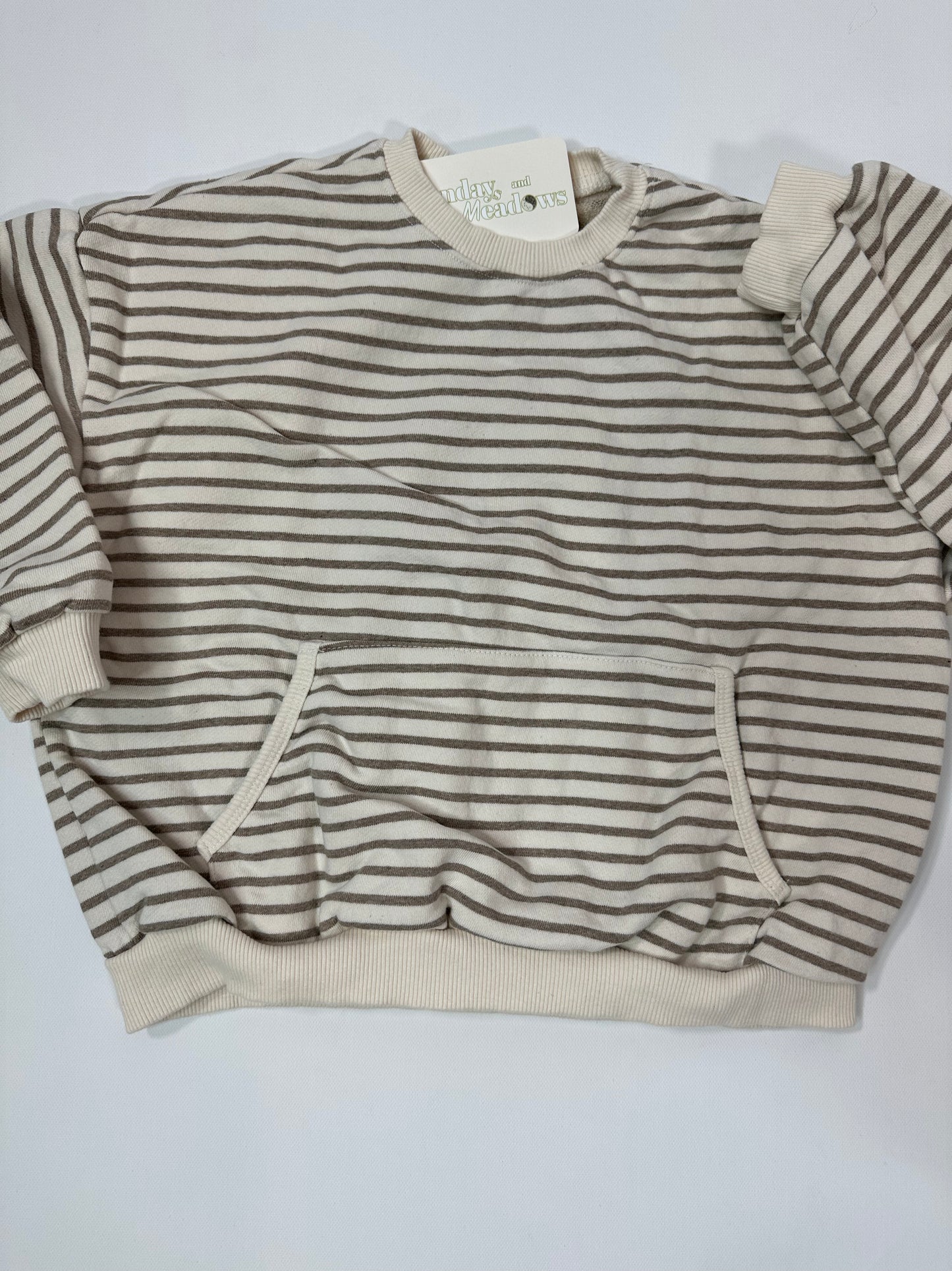 Striped Neutral Pocket Sweatshirt OVERSIZED