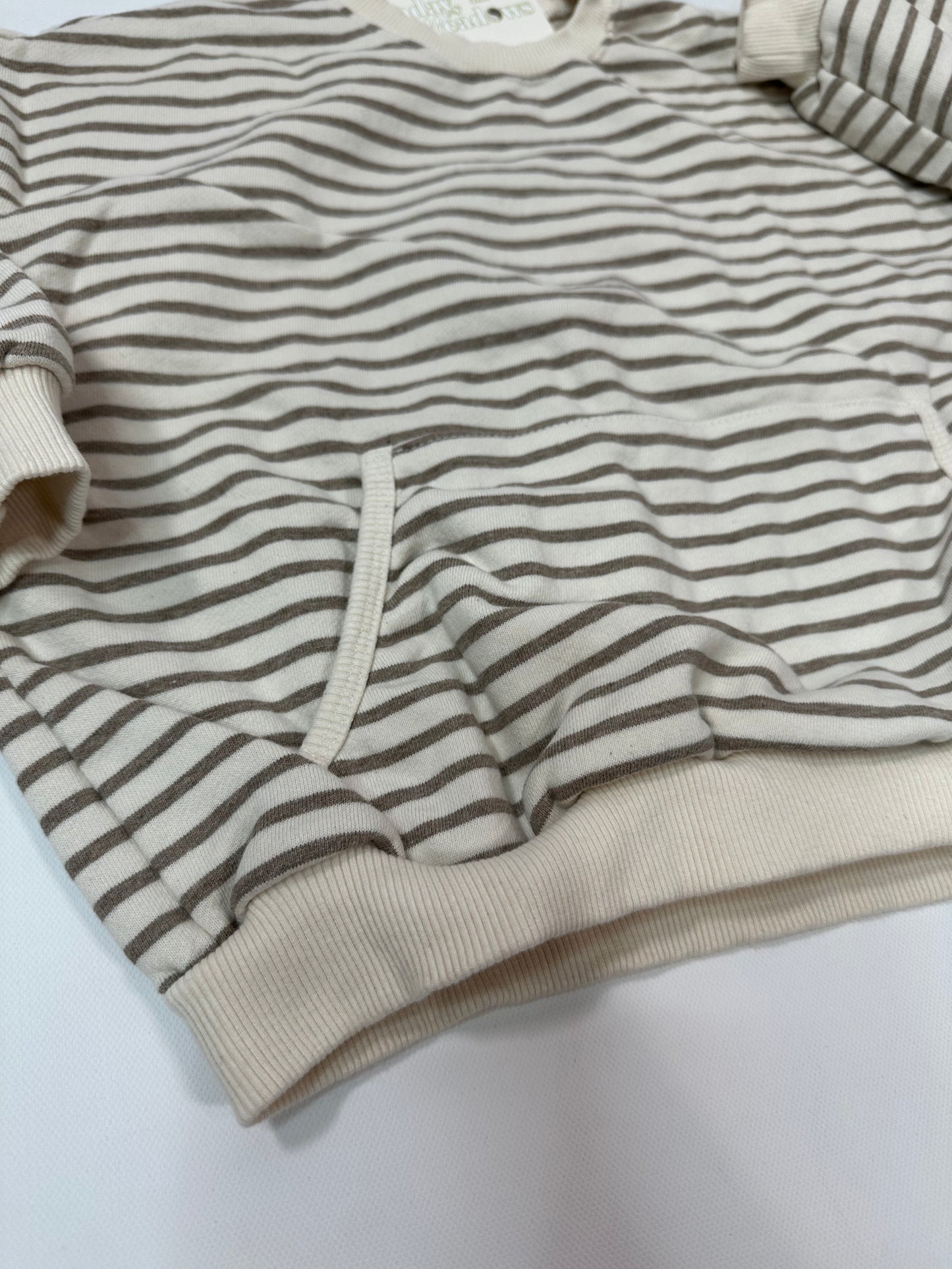 Striped Neutral Pocket Sweatshirt OVERSIZED