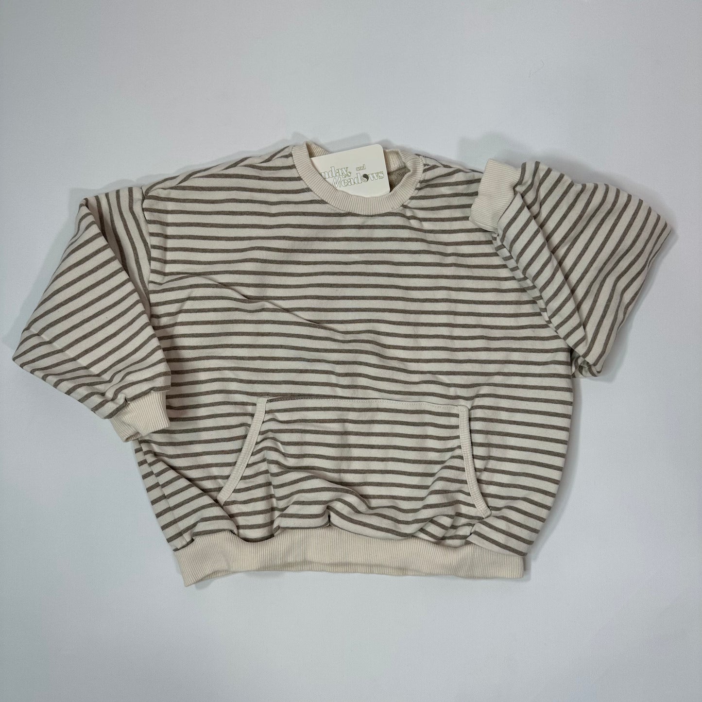 Striped Neutral Pocket Sweatshirt OVERSIZED