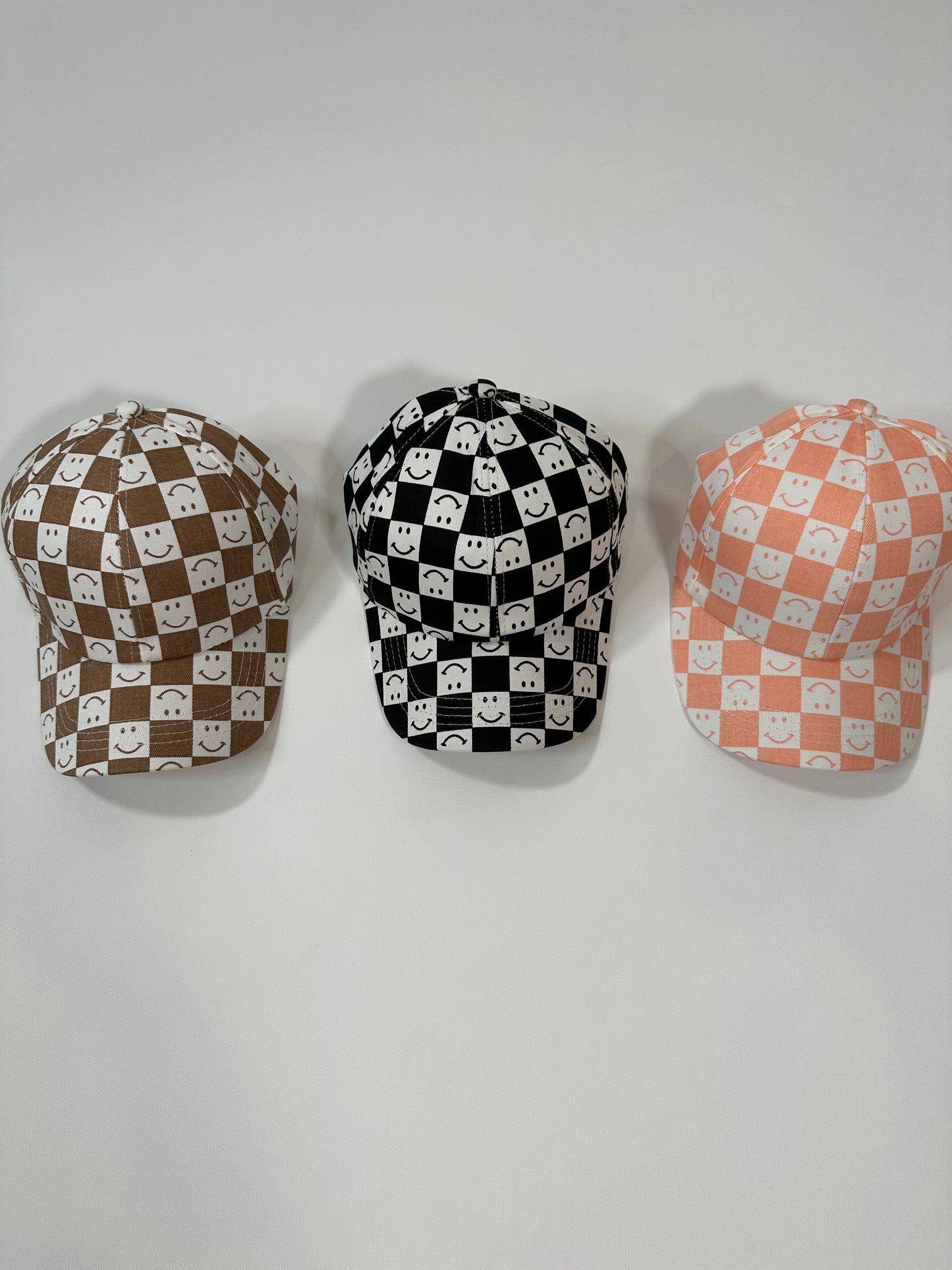 Checkered Smiley Baseball Hat Cap