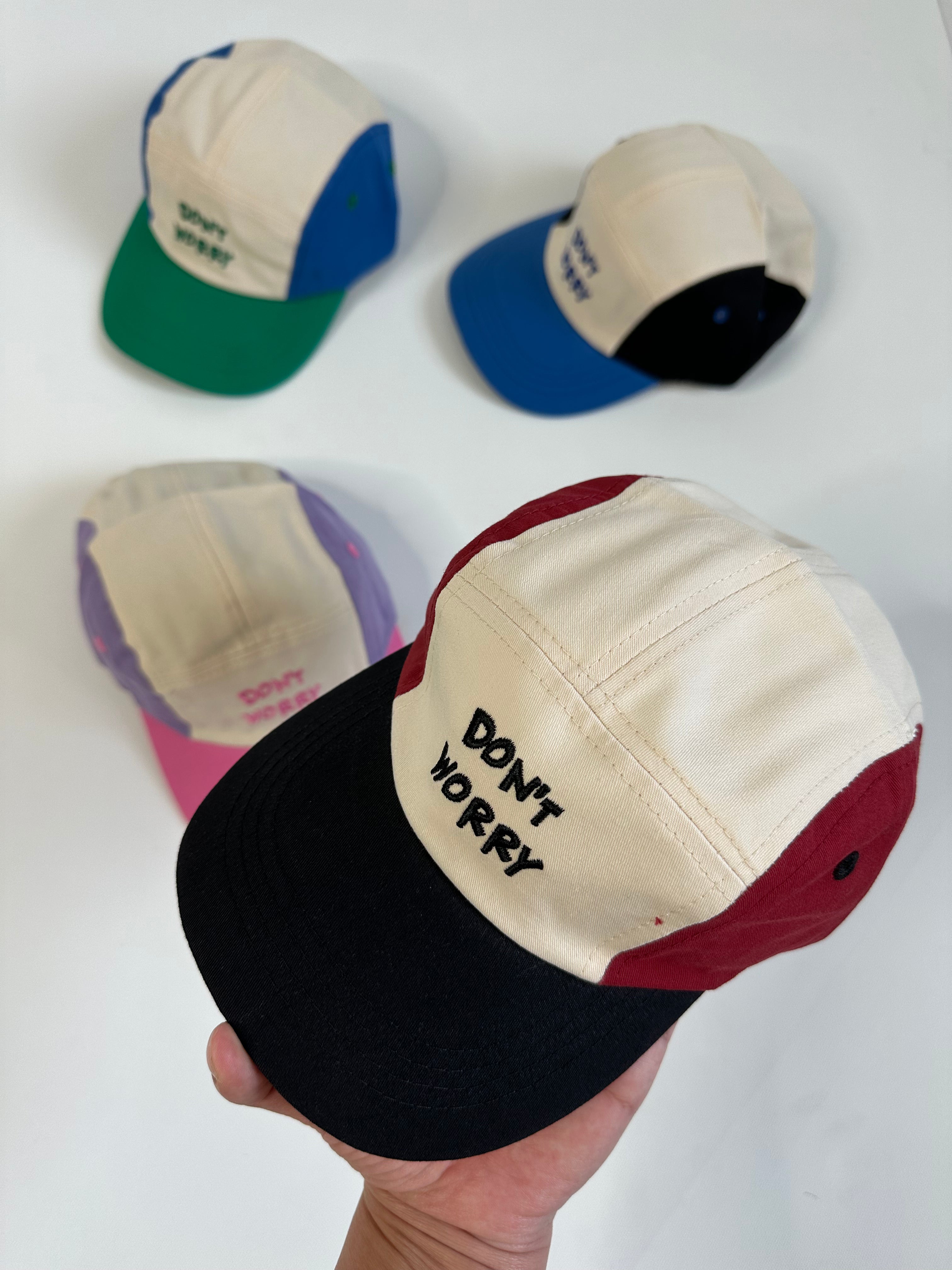 90s Colorblock 'Dont Worry' Baseball Cap Hat