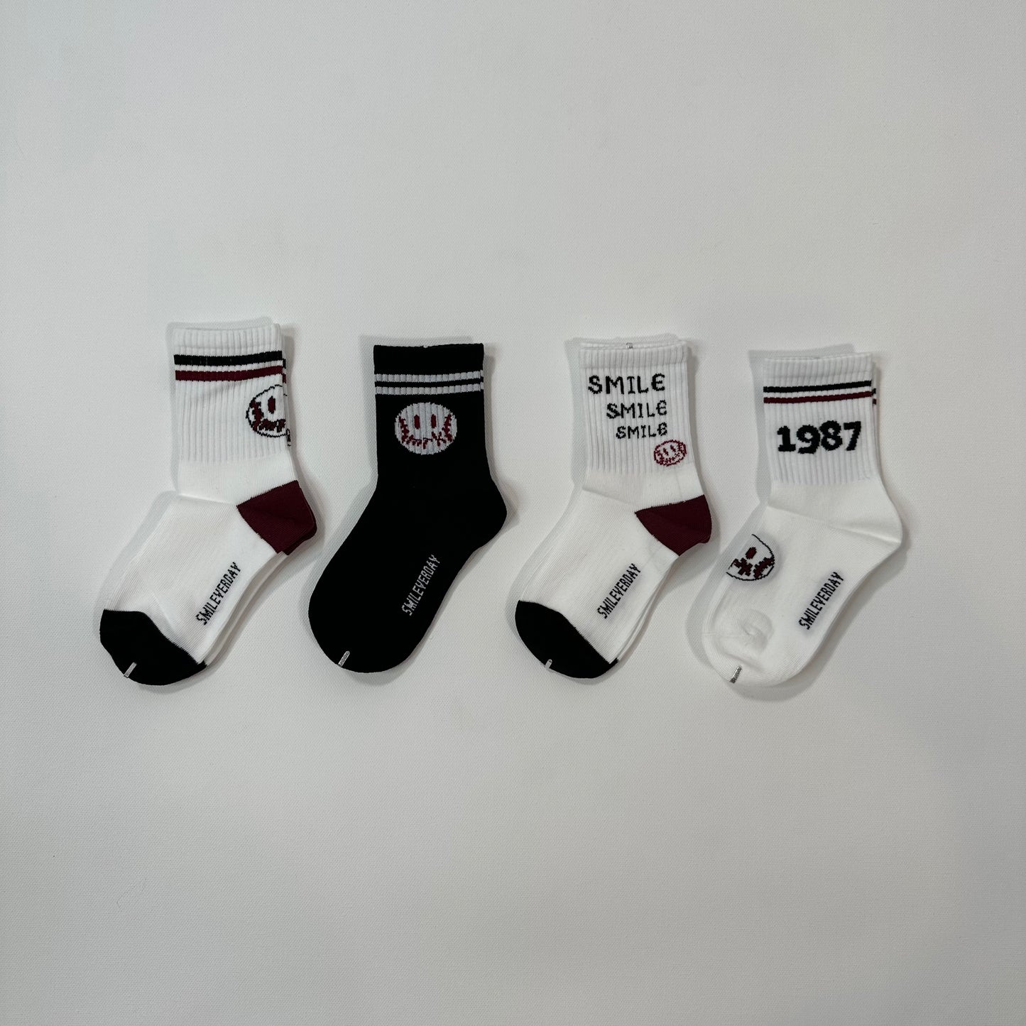 Smiley Baseball Toddler Socks