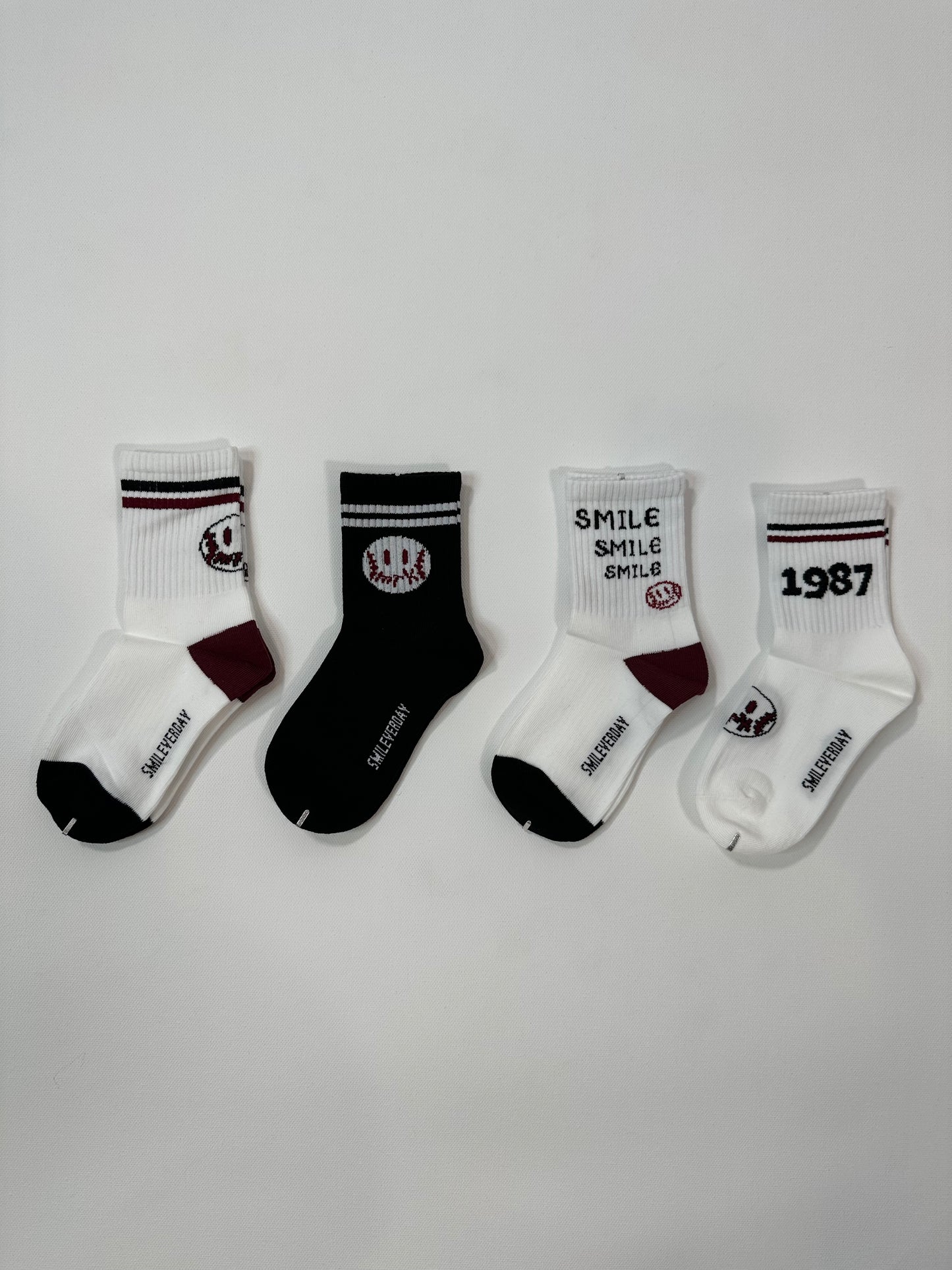 Smiley Baseball Toddler Socks