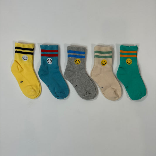 Smiley Stripe Ankle Toddler Socks