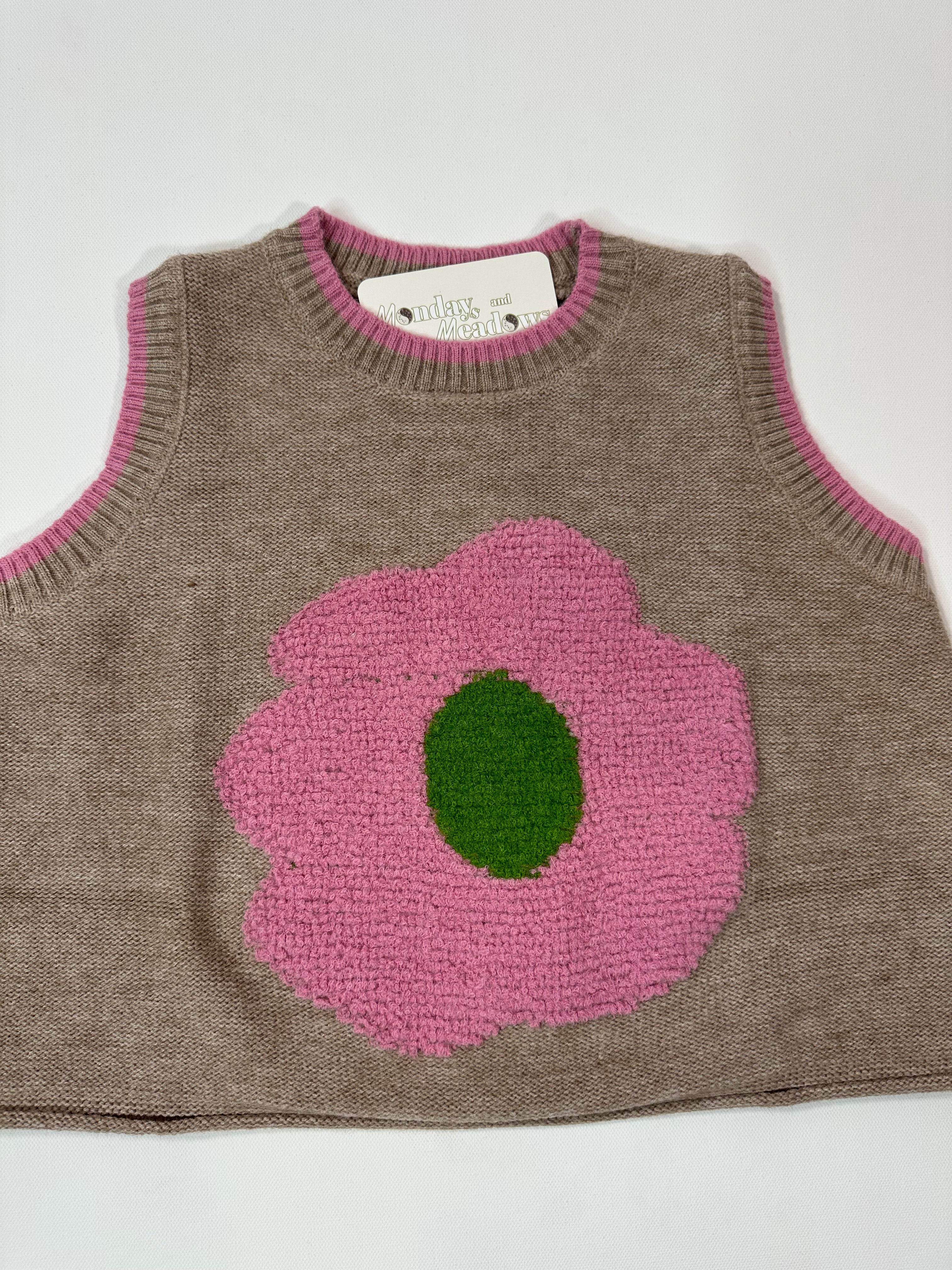 Flower Knit Vest *OVERSIZED*