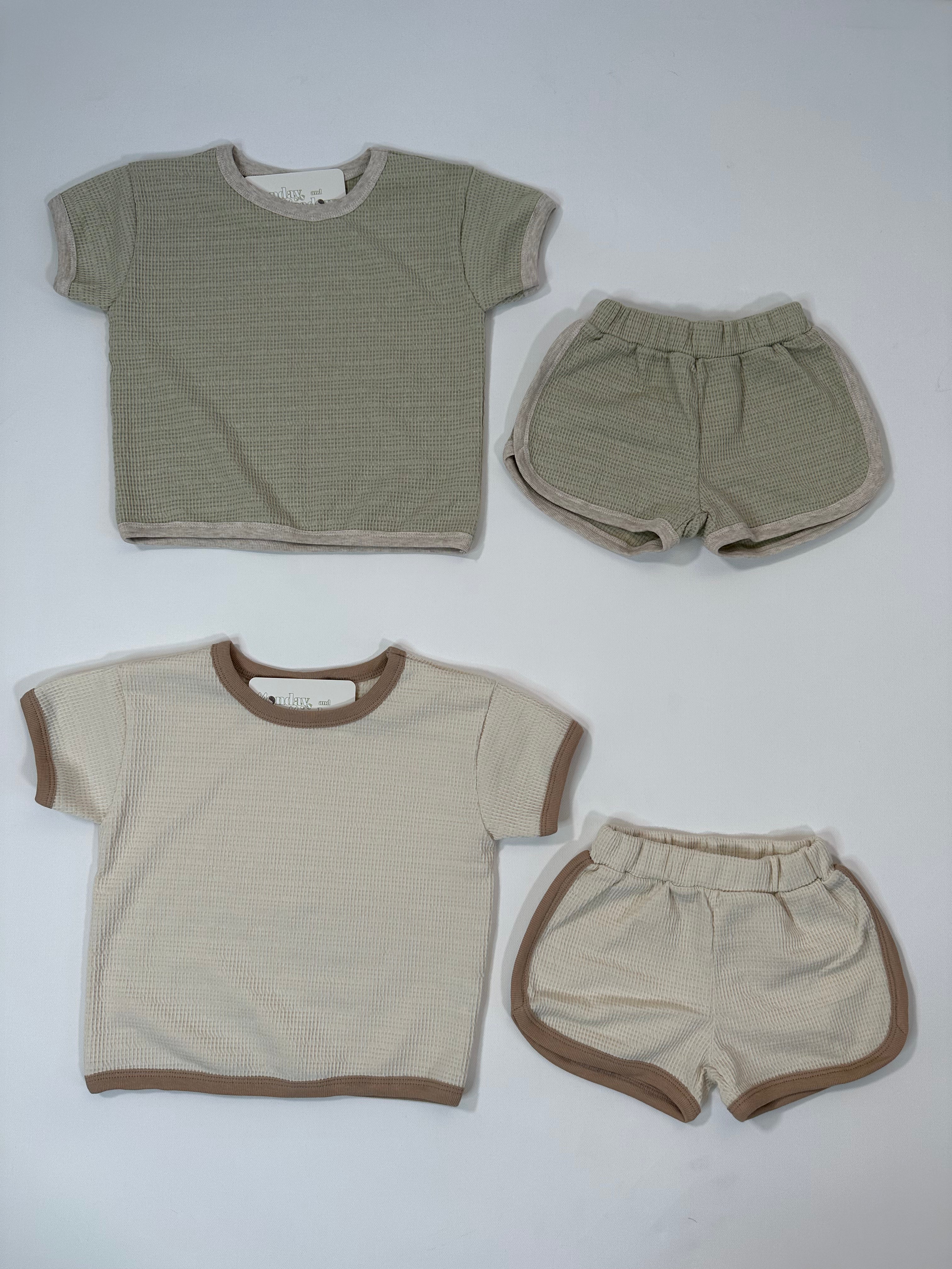 Waffle Tee and Shorts Set