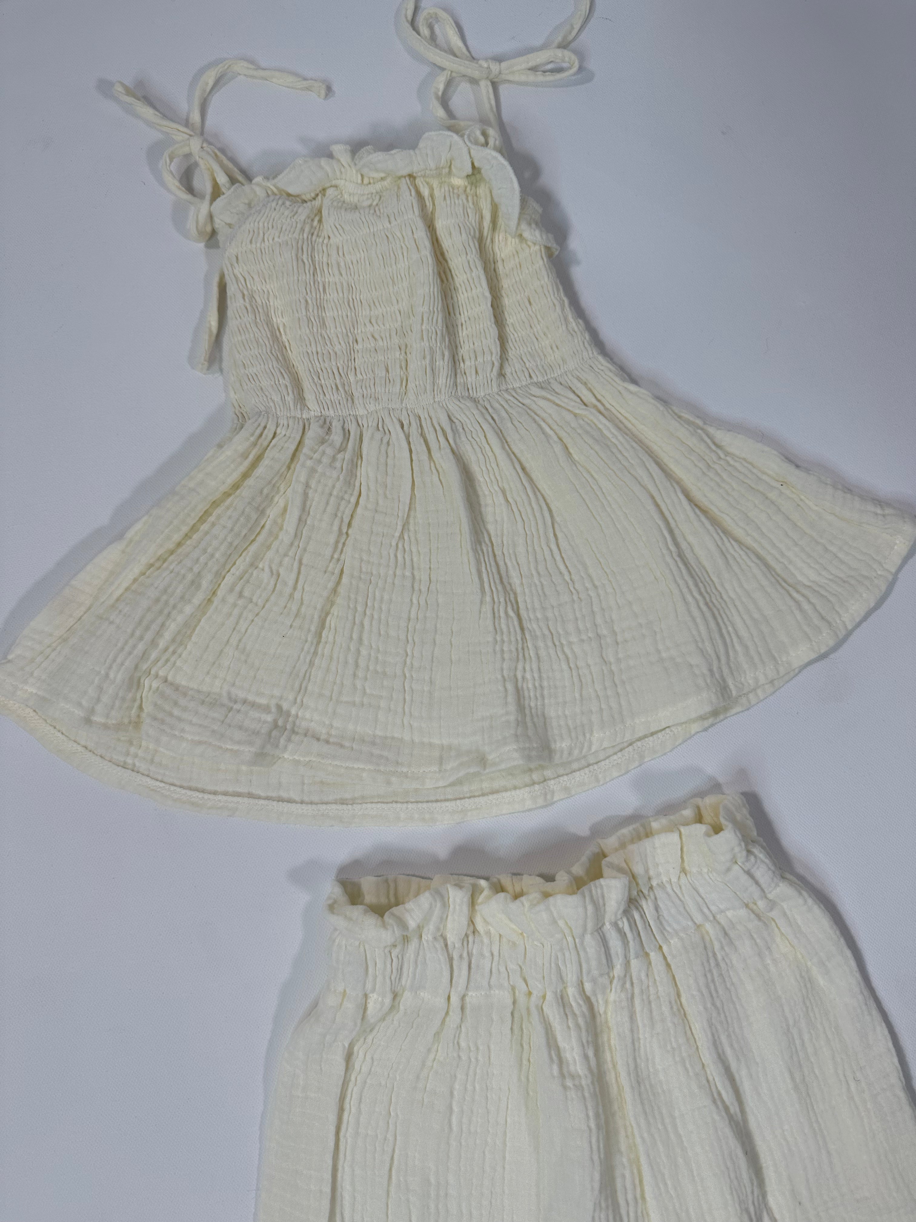 Smocked Top and Wide Leg Pants Set