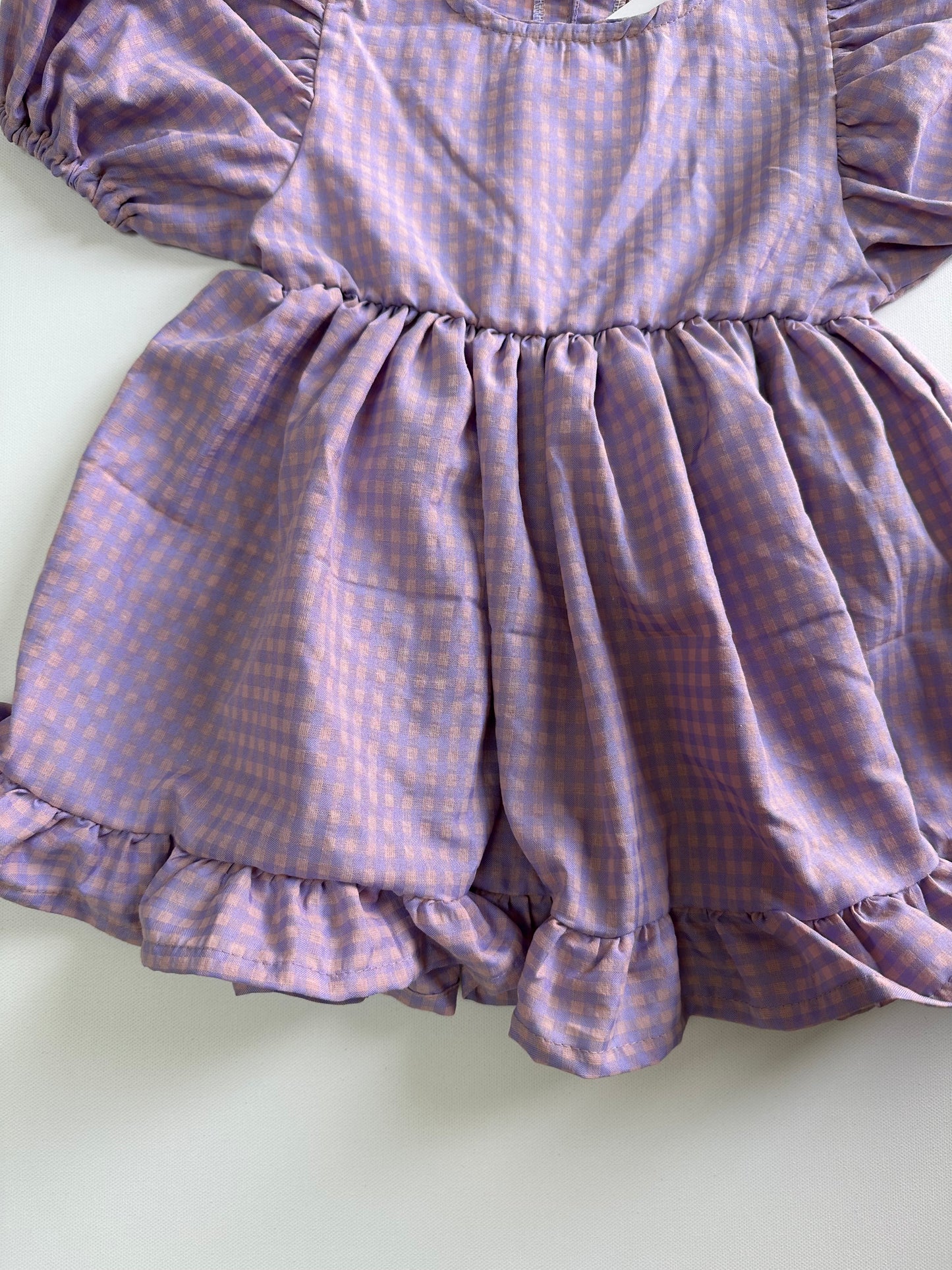 Gingham Puff Sleeve Twirl Dress