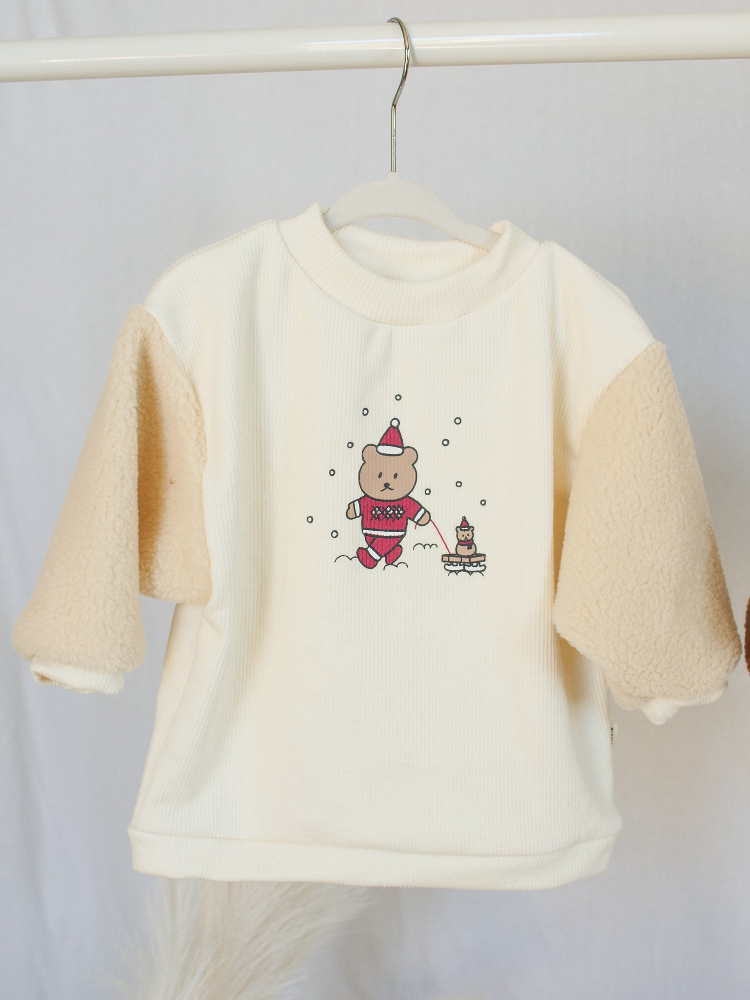 Santa Pulling Sled Sherpa Sleeve Sweatshirt