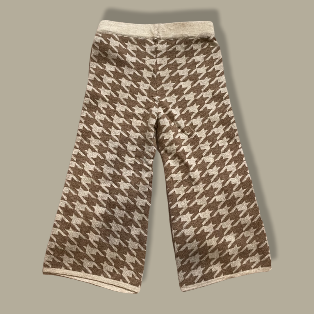 Knit Houndstooth Wide Leg Pants