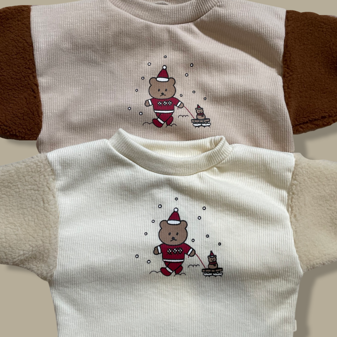 Santa Pulling Sled Sherpa Sleeve Sweatshirt