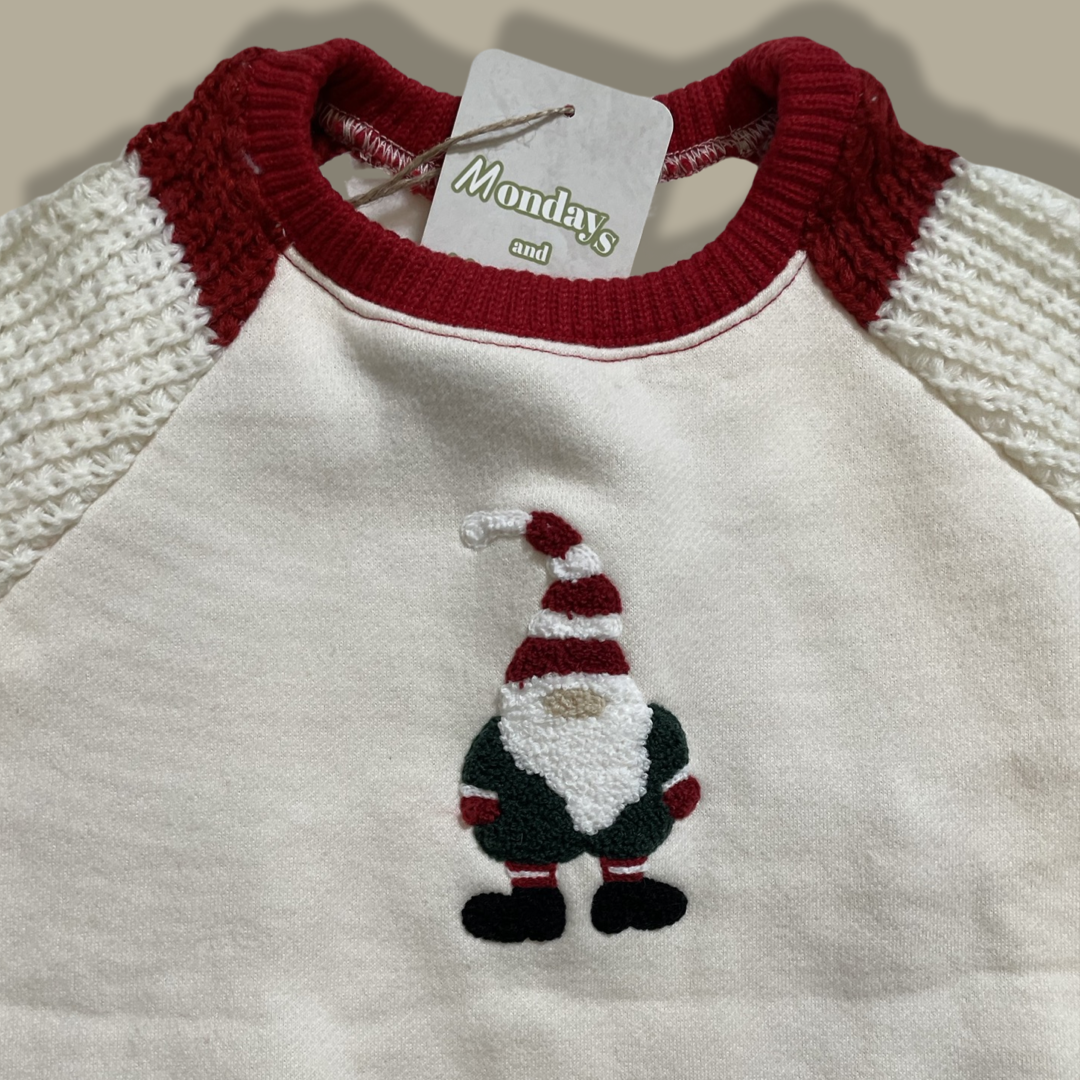 Santa Knit Candy Cane Sleeves Sweatshirt