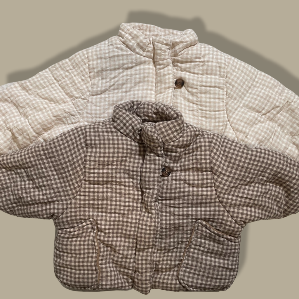 Gingham Zip Up Cozy Jacket