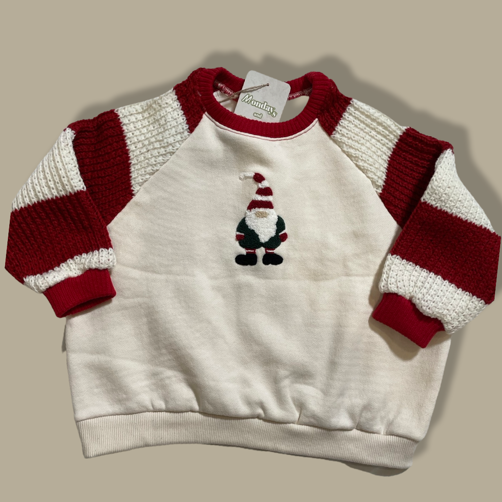 Santa Knit Candy Cane Sleeves Sweatshirt