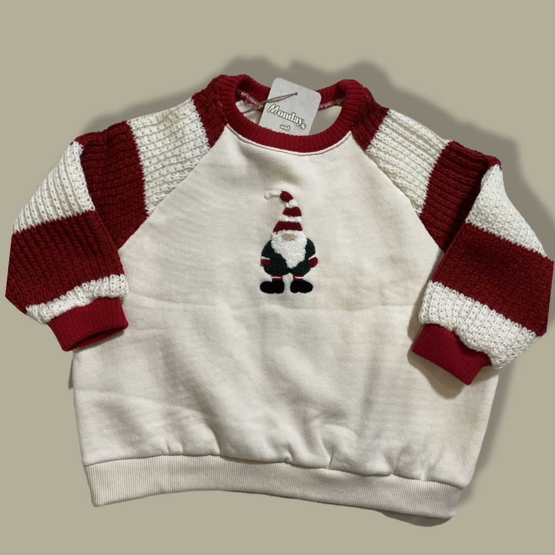 Santa Knit Candy Cane Sleeves Sweatshirt