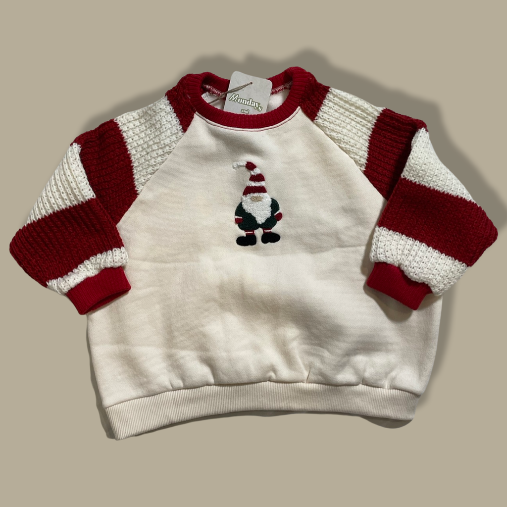 Santa Knit Candy Cane Sleeves Sweatshirt