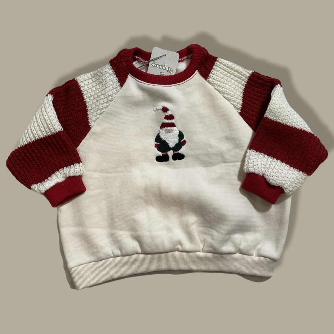 Santa Knit Candy Cane Sleeves Sweatshirt