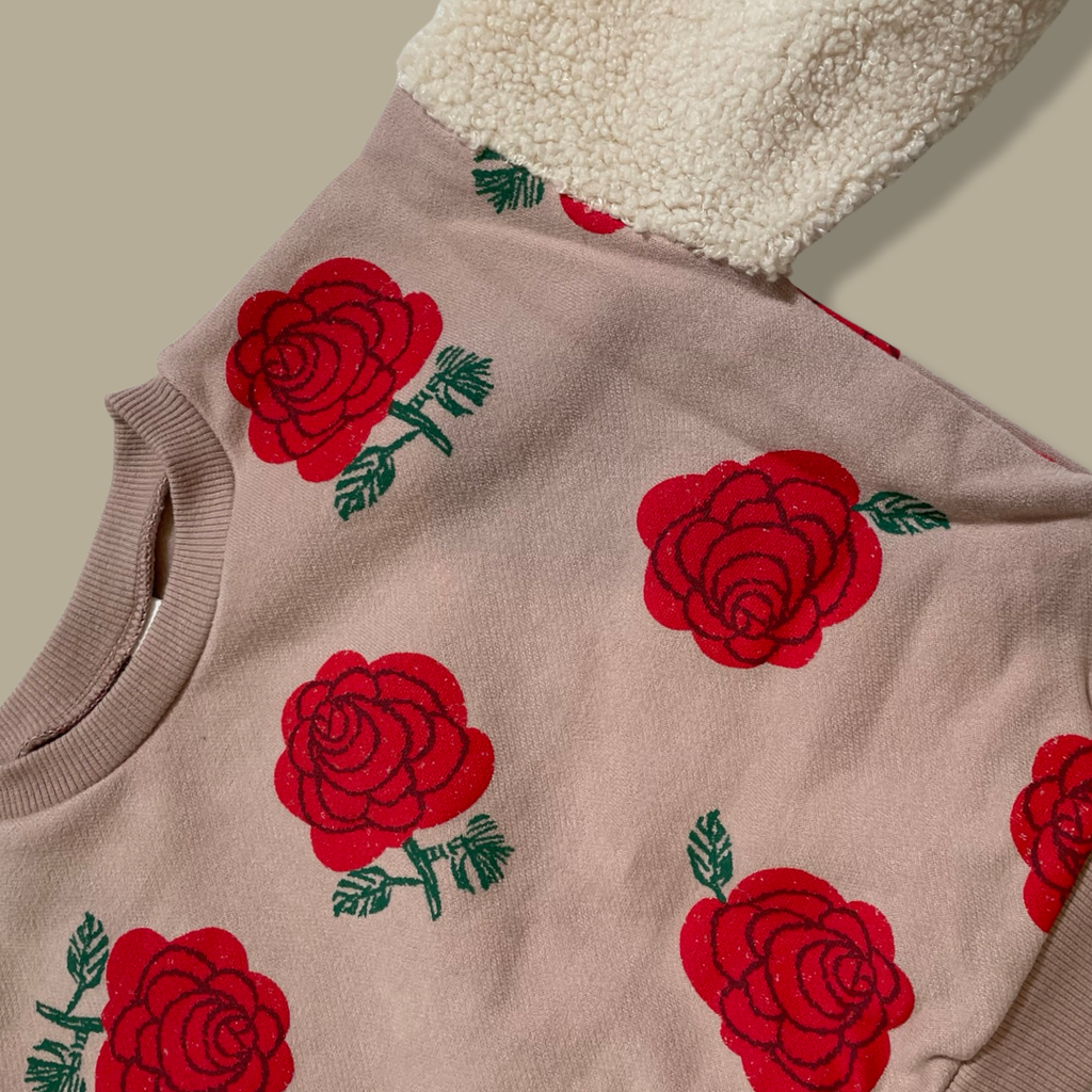 Roses Sherpa Sleeves Sweatshirt