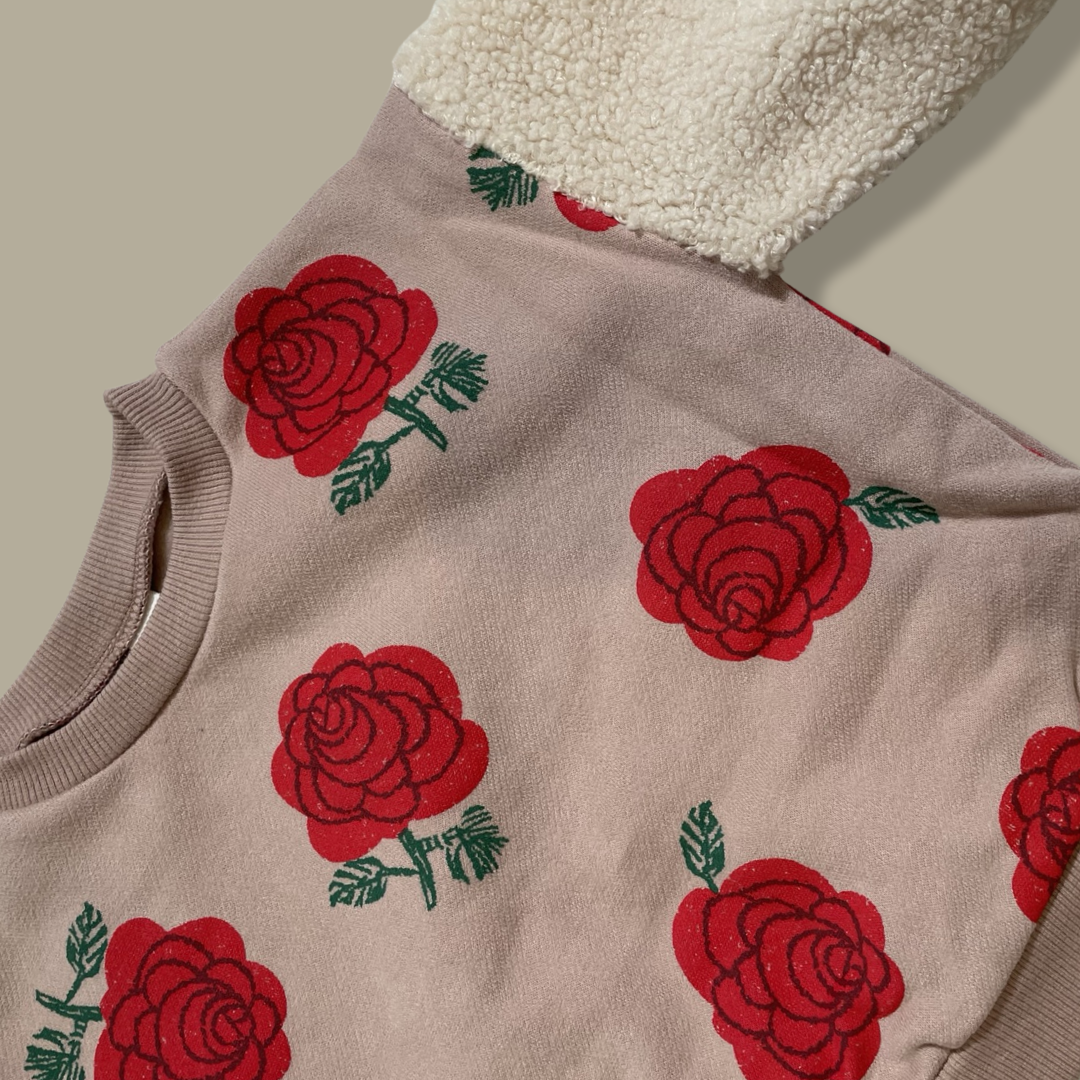 Roses Sherpa Sleeves Sweatshirt